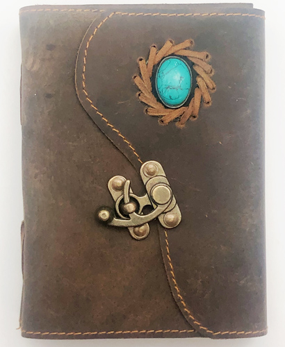 Soft Leather Journal with Turquoise Stone